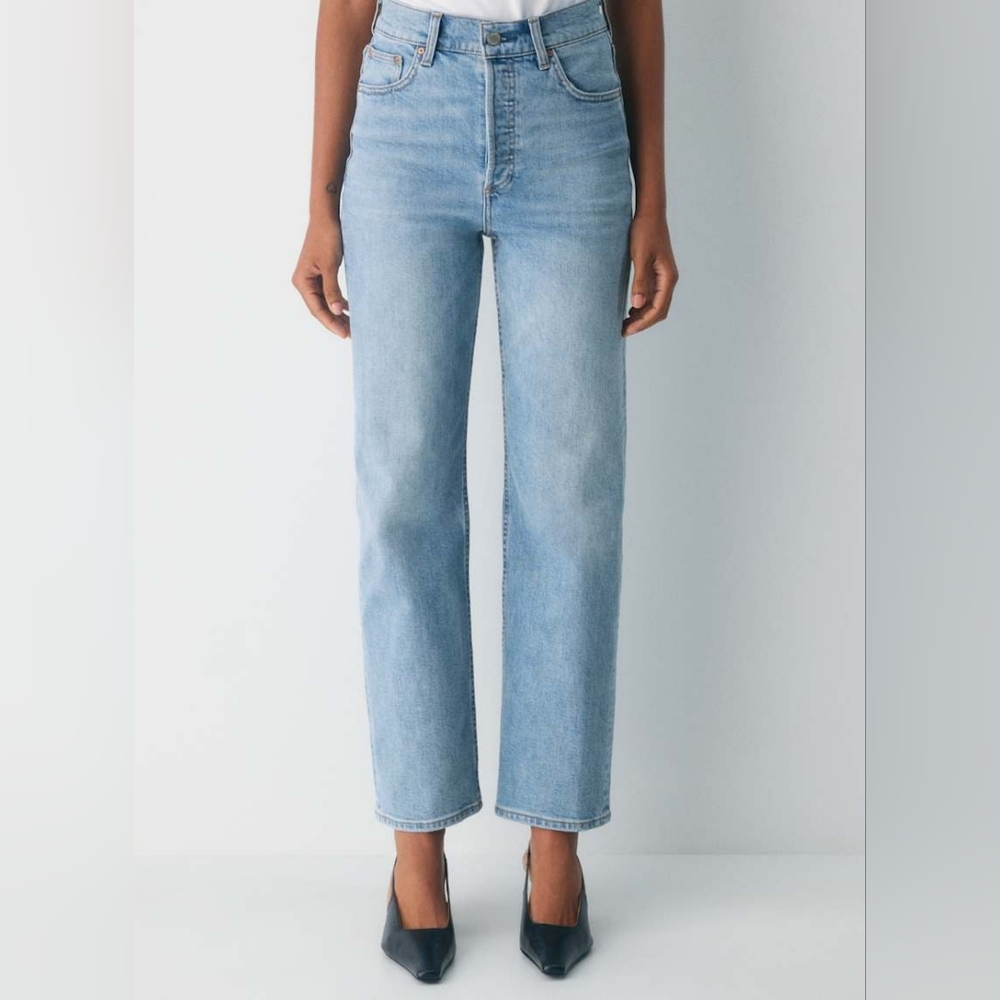 Denim Forum Arlo High Rise Straight Leg (26x28) Lighly Distressed Jean